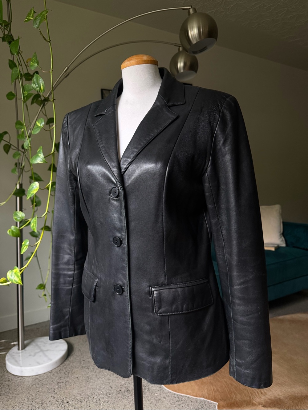 Danier Black Leather Tailored Blazer